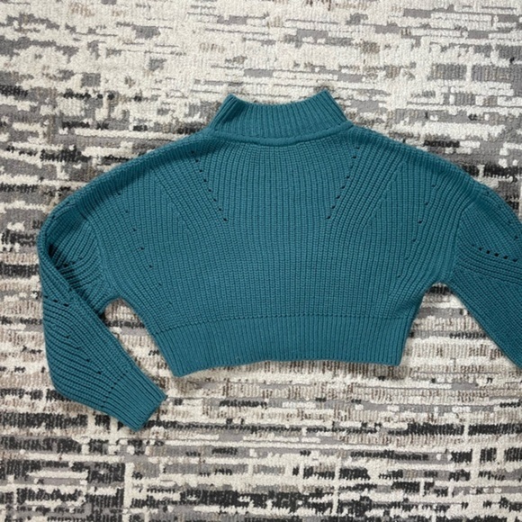 Seven Sisters Turquoise Knit Cropped Mockneck Sweater Size Extra Small - Picture 8 of 14
